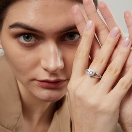 Jiahanzb 18K Gold Plated 925 Sterling Silver Engagement Rings for Women, Eternity Engagement Rings for Her, Infinity Anniversary Diamond Ring Set Jewelry, Sterling Silver, Cubic Zirconia