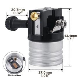 DiCUNO 3-Way Lamp Socket Replacement, Turn Switch Knob, UL Listed, Low-Medium-High Settings, Repair Parts for Table, Floor Lamp, DIY Projects, 2 Packs