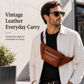 Genuine Leather Waist Bag for Men & Women – Retro Crossbody Sling, Fanny Pack & Belt Pouch for Travel and Daily Carry