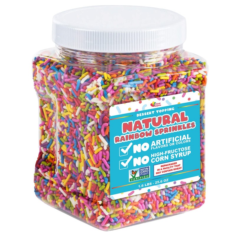A Great Surprise Dye-Free Rainbow Sprinkles – 1.6 Pounds -