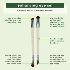 EcoTools Enhancing Eye Brush Set, Makeup Brushes For Liquid, Cream & Powder Eyeshadow & Eye Liner Application, Dual-Sided & Eco-Friendly, Synthetic Bristles, Cruelty-Free, 2 Piece Set