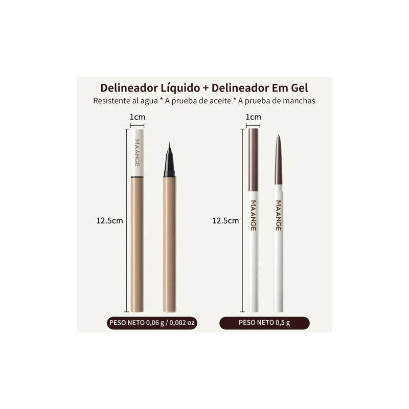 2 Pcs Delineador De Ojos Long Lasting Eye Liner Negromarrón
