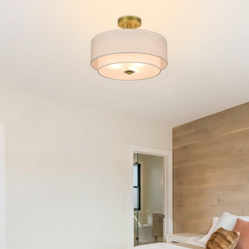 XiNBEi Lighting 3 Light Semi Flush Mount Light, Close to