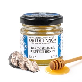 Black Truffle Honey - Gourmet Flavored Honey Infused with Black Summer Truffles Foraged in Italy, Luxurious All Natural Honey Truffle Sauce for Foodies, Non-GMO - Ori di Langa - 3.17 oz