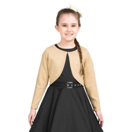 BlackButterfly Children's Long Sleeve Bolero Sparkle Cardigan Girls, gold