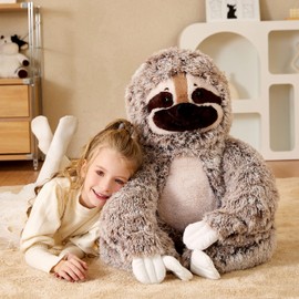 EARTHSOUND Giant Sloth Stuffed Animal Plush Toy,30" Large Jumbo Cute Soft Toys,Big Size Huge Fluffy Plushy Oversized Fat Plushie,Gifts for Kids Girlfriend Children (30 inches, Brown)