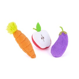 P.L.A.Y. Cute Cat Toys - Feline Frenzy Fruit & Vegetable Food Themed Catnip Filled Toy, Great for Adult Cats and Kittens - Machine Washable, Recycled Materials, Crinkles (Farm to Tabby, Set of 3)