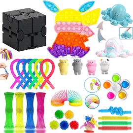 Fidget Toys Pack, 30Pcs Fidget Toys for Kids Adults, Sensory Fidgets Pack Anxiety Relief Toys for Autism, Simple Fidget Box with Fidget Popper for Party Bag Fillers, School Classroom Reward