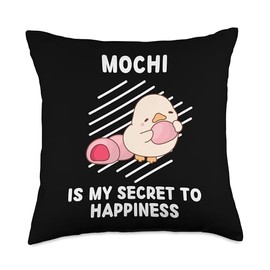 Cute Duck Mochi Is My Secret To Happiness Duck Throw Pillow