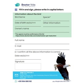 Doctor Vida Pack of 5 Bird Sexing DNA Tests. Gender Reveal Test for Parrots, Lovebirds, Cockatoos, African Grey,Macaw, Cockatiels, Parakeets, Eagles, Owls + 1000 Species. Avian Sexing DNA Testing.