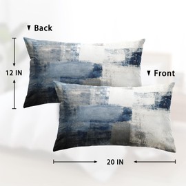 Britimes Throw Pillow Covers Modern Home Art Decor, 12 x 20 Inches Set of 2 Pillow Cases Decorative, Abstract Oil Painting Pillowcases for Bedroom, Living Room, Blue White