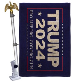 Trump Flag 2024 Pro Life Burlap House Flag Eagle Set Patriotic Vote President Democrat Republican Tea Party United State American Election Banner Small Garden Yard Gift Double-Sided, Made in USA
