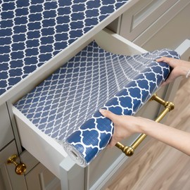 Shinlendid Shelf and Drawer Liner for Kitchen Cabinets Non-Adhesive, Strong Grip Non-Slip Thickened Cabinet Liners for Shelves, Waterproof Mats for Dresser Cupboard, Blue, 12 in x 10 Feet