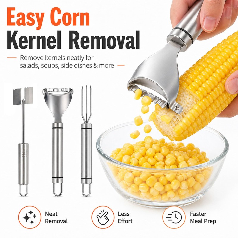 Corn Peeler for Corn on the Cob, 2026 Upgraded 3PCS