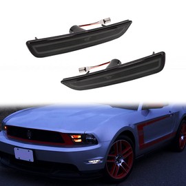 JDMTECH Smoked Lens Pony Horse Logo White LED Front Side Maker Lights For 2010-2014 Ford Mustang