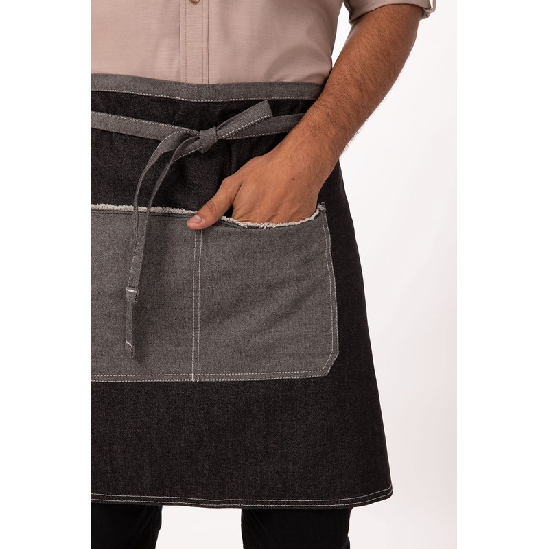 Chef Works AW044-BLK-0 Bronx Half Bistro Apron, Black