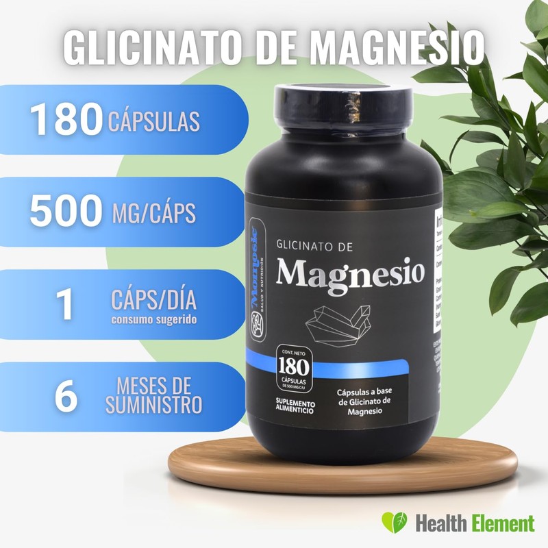 Glicinato De Magnesio 180 Cápsulas De 500 Mg Glycinate Magnesium