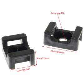 DGZZI Cable Tie Mount 100PCS 23 x 16 x 9mm Screw Type Saddle Shape Cradle Mounts Bases Clips Cable Holder Black