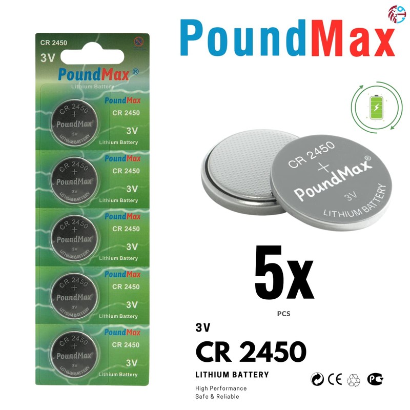 PoundMax CR 2450 Batteries 3v Lithium Button Cell Battery Combo