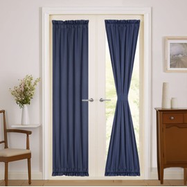 PANOVOUS Sidelight Curtains for Front Door Functional Thermal Insulated Blackout Curtain for Door Window 72 inch Elegant Window Curtains 2 Panels 25x72 Inch Navy