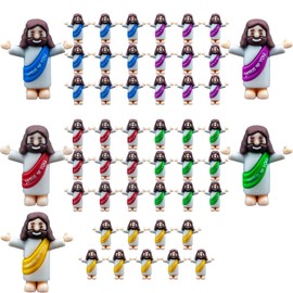Seprochoo Little Jesus Figurines Mini Jesus Figures Pocket Jesus Religious Gifts for Easter Egg Stuffers Christmas Decorations (50, Multicolor)