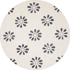 AND NEE (&NE) Ceramic Diatomaceous Earth Coaster WAGARA Ink Painting Flower Black 1-piece Diameter 9.7cm x Thickness 0.6cm Water Absorbent Coaster Made in Japan Mino Ware Diatomaceous Earth