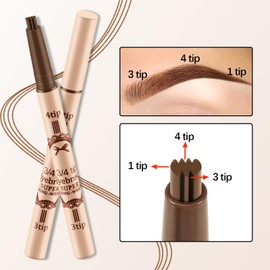 GEUUFEA Waterproof Eyebrow Pencil, Microblading Eyebrow Pen 4 Fork Tip Tattoo Pencil, Eyebrow Filler Pencil Precise Brow Contouring, Creates Natural Smudge-proof Brows