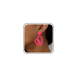 TseenYi Double Heart Dangle Earrings Large Red Heart Hollow Drop Hoop Earrings Hollow Statement Exaggerating Love Dangle Earrings Punk Personality Jewellery, Zinc, No Gemstone