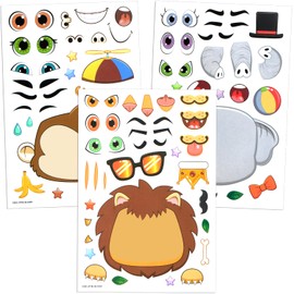 JOYIN 36PCS 9"x6" Make a face Stickers for Kids, Make Your Own Safari Animal Stickers, Jungle Party Favors Kids Crafts, Goodie Bags Stuffers, Classroom Rewards