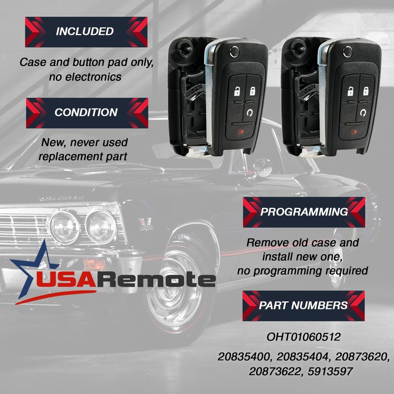 Key Fob Keyless Entry Remote Flip Shell Case & Pad