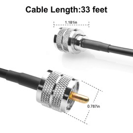 TJMD RG58 Cable CB Radio Cable PL259 Jumper 33FT(10M) Low Loss UHF PL-259 Male to Male Radio Cable Coaxial PL259 Coax Connectors for CB Antenna Cable for VHF HF 50 ohm RG58 Coax Cable