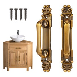 Watris Veiyi 2PCS Antique Door Pull Handle, Vintage Cabinet Door Handles, Metal Door Pulls Handle, Kitchen Door Handles for Cabinets (European Style)