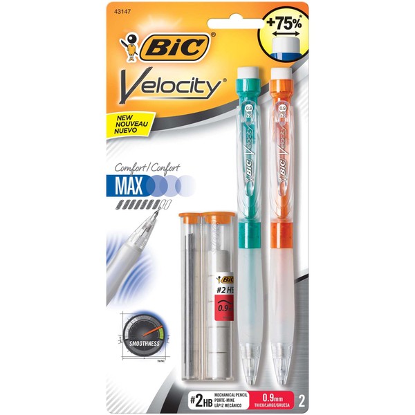 BIC® Velocity Max Mechanical Pencils, Thick Point, 0.9 mm, #2