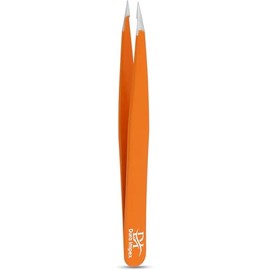 Precise Facial Hair Removal Tweezers Flat Tip Professional Plucking Eyebrow Ingrown Hair, Splinter, Blackhead and Tick Removal Tweezers for Men & Women | Multi Colour (Orange, Pointed Tip)