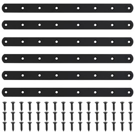 Flat L Brackets, 10pcs Flat L Right Angle Brackets, Black Flat Mending Plates, Corner Brackets Flat Repair Plate Corner Braces, Corner Stealth Speed Brace Brackets (295x20mm(Pack of 6))