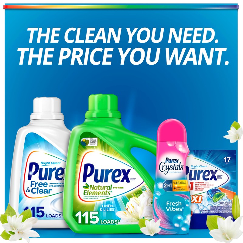 Purex Liquid Laundry Detergent, Natural Elements Linen & Lilies, 150