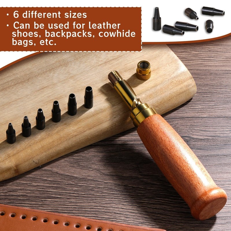 Mnuizu Adjustable Japanese Screw Punch, Screw Hole Punch, 6 Tip
