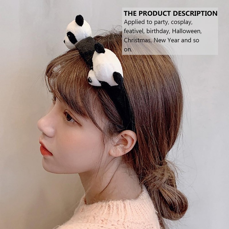 4Pcs Adorable Panda Diadema Pinza para El Cabello Atractivos Accesorios