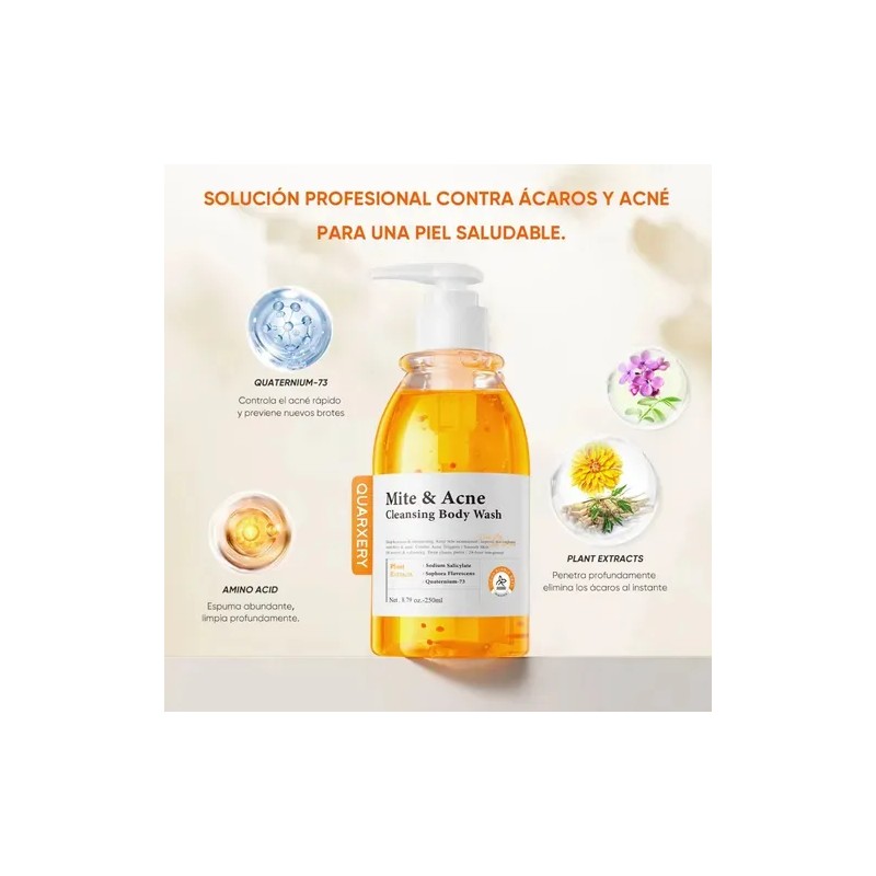 QUARXERY Gel de Baño Antiácaros Antiacné Antibacteriano Bacterianos 250ml