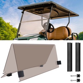 5MM Thick Club Windshield for 2004-UP Club Car Precedent Golf Cart, Foldable| Clear| Impact Resistant Club Car Golf Cart Windshield Fit 1 Inch Square Strut Window Frame (Tinted)