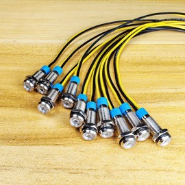 Gebildet 10pcs 6mm 1/4" 110V-220V AC LED Waterproof Metal Indicator Light Signal Lamp (White)