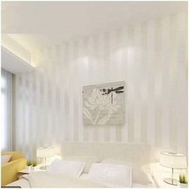 QIHANG European Modern Minimalist Country Luxury Stripe Wallpaper Roll for Living Room Bedroom Tv Backdrop Wall Cream&white Color
