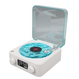 Portable Bluetooth Speaker, White Noise Machine with Alarm Clock 4 Modes Playback Stereo Sound Retro Bluetooth Speaker with Clock and Soft Night Light for Home Bedroom (White)