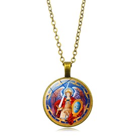 St Michael Necklace for Men Women with Pendant, Archangel Saint Michael Necklace for Men Women, CQHODFYA Jewellery Gift Idea, Spiritual Necklace with 18 Inch Chain + 2 Inch Extension with Jewellery