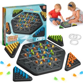 Yozexin Triggle Game, Triggle Board Game, Triggle Game Rubber Bands, Triangle Chessboard Strategy Board Game, Chain Triangle Interactive Board Games, Funny Party Games for Adults and Children