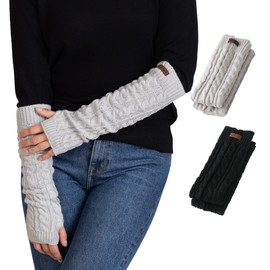 Brook + Bay Calentadores de brazo de punto, Negro, Gris, Talla única