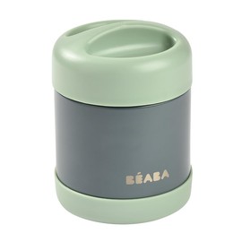 BÉABA - Thermal Meal Preservation Container - For Baby and Children - 100% Airtight - Stainless Steel - Keeps food Hot or Cold for more than 5 hours - Double layered - 300 ml - Mineral grey/Sage green