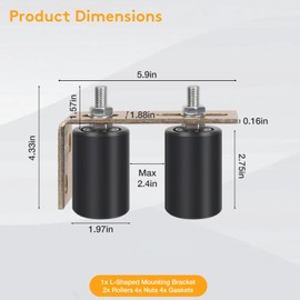 Gate Roller Guide,Sliding Gate Hardware with L-Sliding Gate Brackets,Sliding Gate Kit,2-3/4" Universal Adjustable Heavy Duty Sliding Gate Rollers,Rolling Gate Hardware Kit