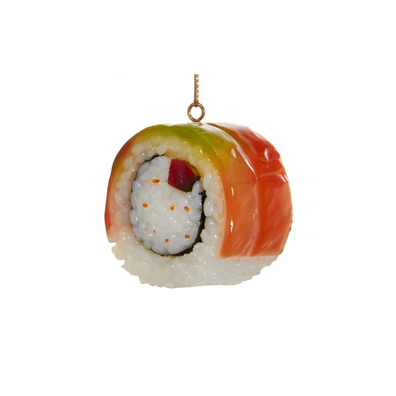 Kurt Adler Sushi Roll Ornament - 2" Glass, Multi-Colored, Festive