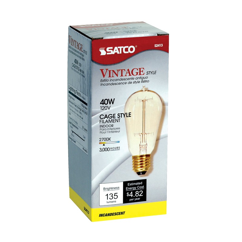Satco S2413 40 Watt 135 Lumens ST19 Incandescent Medium Base